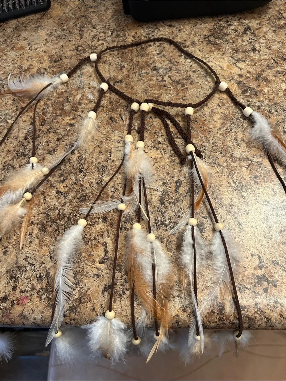 Boho Feather Hair Wraps for Kids - Brown & Cream